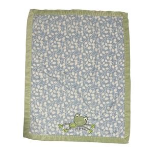 Carter's Baby Infant Security Blanket Lovey Frog Go Green Blue White Leaves Soft